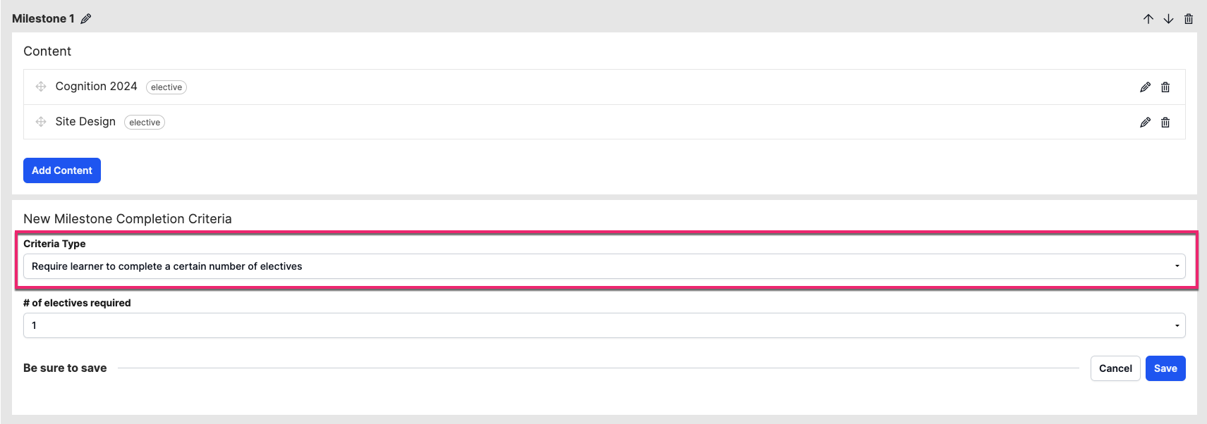 SettinUpLP_CompletionCriteria_Electives_AdminView.png