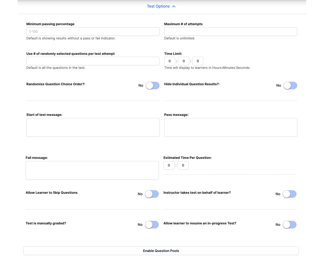 CreatingTestPage_Options_AdminView.png