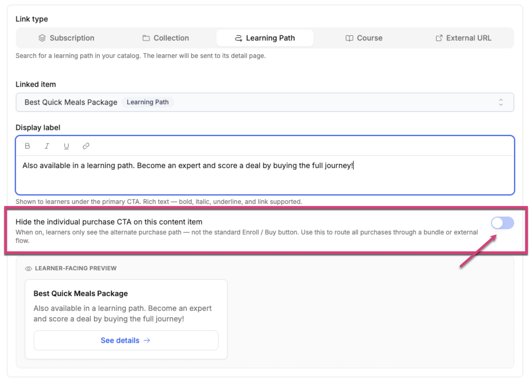 Alt Purchase Paths_Settings 1_Hide Button Toggle_Admin View.png